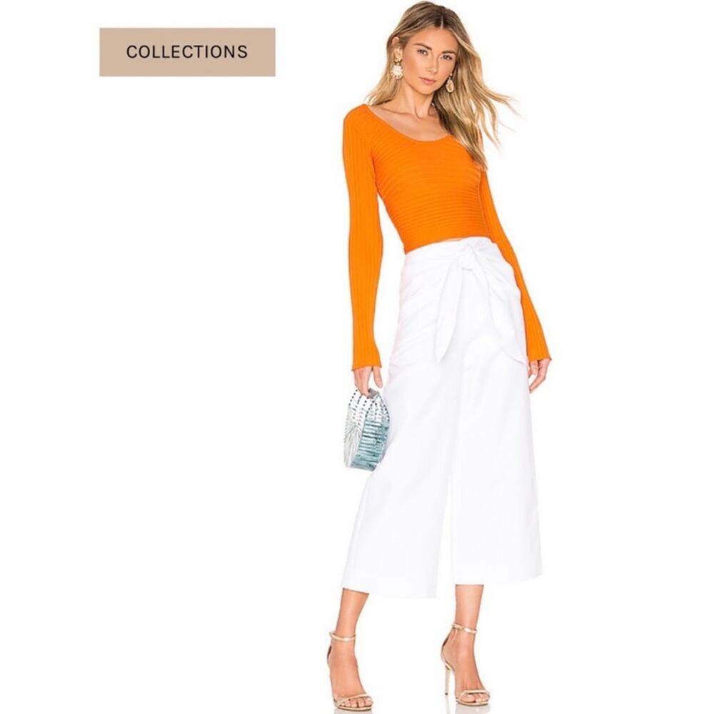 NWT Tibi Demi Crop Pants in White with Tie Waist